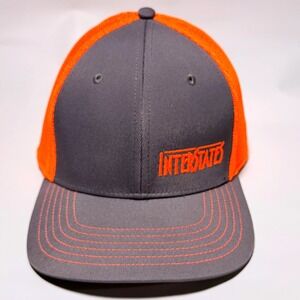 OC Sports Interstates Trucker Hat Grey Neon Orange Mesh Stretch Fit S/M Q3 Cap